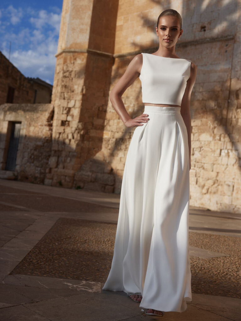 Bianco Evento Ezra bridal trouser suit at Bridal Fashion Outlet
